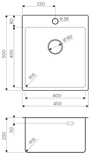 Мойка кухонная Omoikiri Amadare 45-IN нержавеющая сталь/нержавеющая сталь 4993802