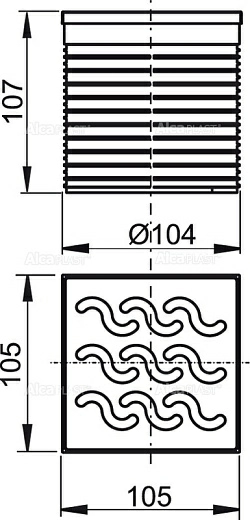 Решетка 105 × 105 н/с-хром Решетка 105 × 105 н/с-хром