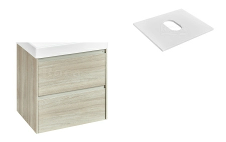 Тумба под раковину Ona 60х45х56,5 см, светлый дуб, со столешницей, Roca