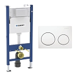 Инсталляция для унитаза Geberit Alpha 112см с кнопкой Geberin Alpha 20 два режима, белая