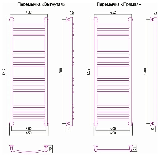 Полотенцесушитель водяной Сунержа Богема+ 1200x400
