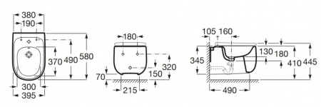 Биде Roca Beyond 3570B6000 подвесное c отверстиями под крышку