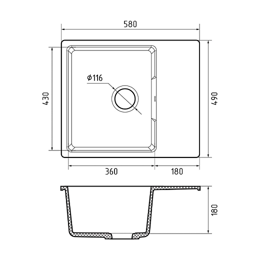 Мойка кухонная GF-UR-658L (черный) Мойка кухонная GF-UR-658L (черный)