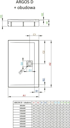 Душевой поддон Radaway Argos D (на ножках) 150x90x14,5