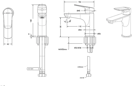 Смеситель для умывальника Bravat Rhein F1429564BW-9-ENG черный
