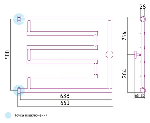 Полотенцесушитель водяной Сунержа High-tech L 50x65