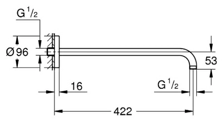 Кронштейн для верхнего душа Grohe Rainshower 26146000 Кронштейн для верхнего душа Grohe Rainshower 26146000