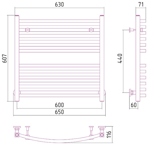 Полотенцесушитель водяной Сунержа Аркус 600х600