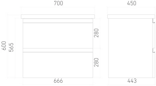 Тумба подвесной Laparet Electra 70 под умывальник Creavit Ideal 70 дуб рока