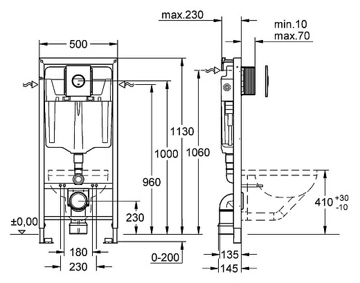 Система инсталляции для унитазов Grohe Rapid SL 38813001 4 в 1 с кнопкой смыва