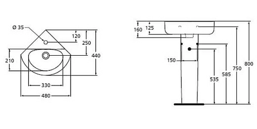 Рукомойник Ideal Standard Connect E793101 угловой Рукомойник Ideal Standard Connect E793101 угловой