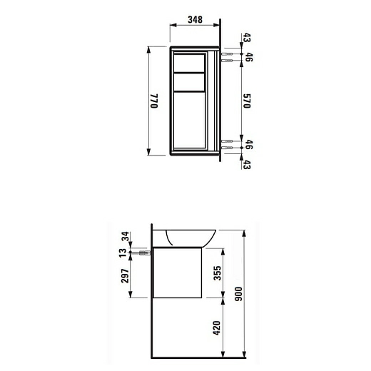 Тумба под раковину Laufen Ino 75 см 4.2540.1.030.171.1, темный орех