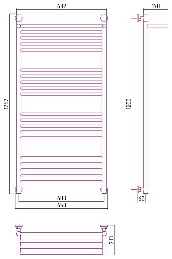 Полотенцесушитель водяной Сунержа Богема с полкой+ 1200х600
