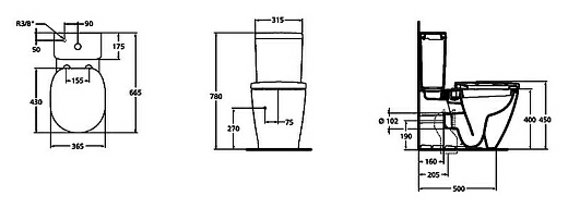 Чаша напольного унитаза Ideal Standard Connect E803701