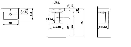 Мини-раковина Laufen Pro S 8.1596.1.000.104.1 450х340 мм