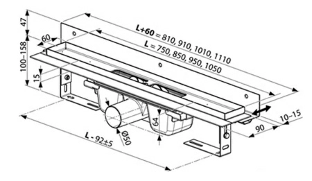 Душевой канал Ravak OZW Chrome X01633, 105 см Душевой канал Ravak OZW Chrome X01633, 105 см