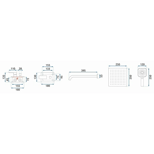 Душевая система скрытого монтажа Rea Orix Chrome REA-P8463 хром Душевая система скрытого монтажа Rea Orix Chrome REA-P8463 хром