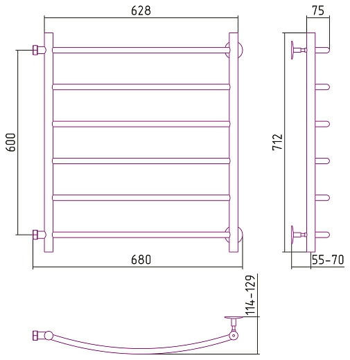 Полотенцесушитель водяной Стилье Версия-Б2 600х600 (6) Г 18 Полотенцесушитель водяной Стилье Версия-Б2 600х600 (6) Г 18