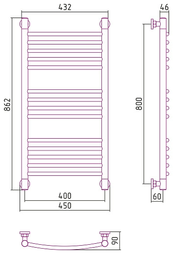 Полотенцесушитель водяной Сунержа Богема+ выгнутая 800х400