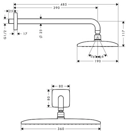 Верхний душ Hansgrohe Raindance E Air 27376000 Верхний душ Hansgrohe Raindance E Air 27376000