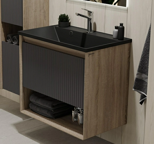 Тумба под умывальник Tossony 70 подвесная Дуб Самдал/Антрацит