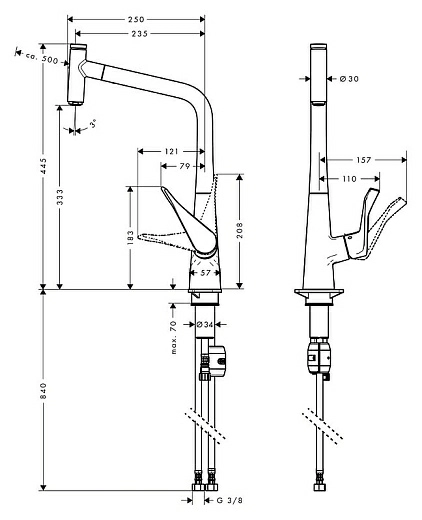 Смеситель Hansgrohe Metris Select 14884000 для кухонной мойки