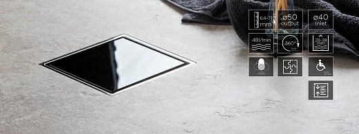 Точечный трап Pestan Confluo Standard Black Glass 2, 13000090