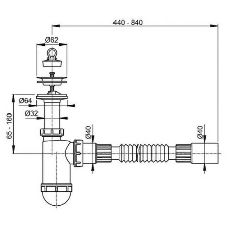 Сифон Alcaplast Flexi A41+A710 для раковины, с гибким соединением Сифон Alcaplast Flexi A41+A710 для раковины, с гибким соединением