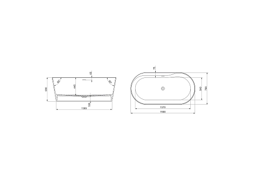 Каменная отдельностоящая ванна Roca Raina 159x79 A248466000