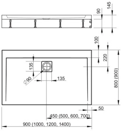 Душевой поддон Radaway Argos D (на ножках) 140x90x14,5