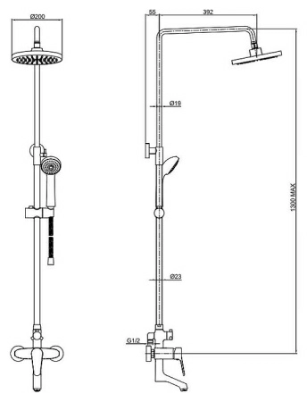 Душевая стойка Bravat Eco F6111147C-A-RUS Душевая стойка Bravat Eco F6111147C-A-RUS