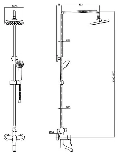 Душевая стойка Bravat Eco F6111147C-A-RUS