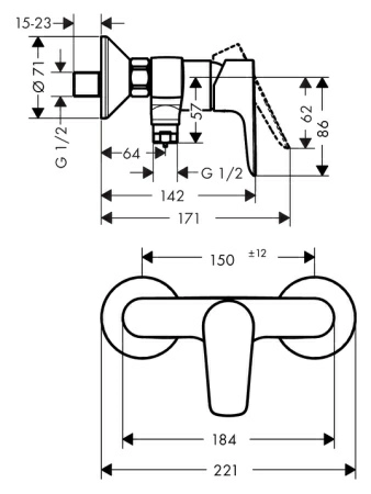 Смеситель Hansgrohe Talis E 71760000 для душа