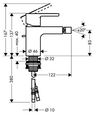 Смеситель Hansgrohe Metris S 31261000 для биде Смеситель Hansgrohe Metris S 31261000 для биде