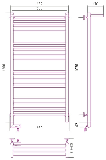 Полотенцесушитель электрический Сунержа Богема с полкой 2.0 120х60