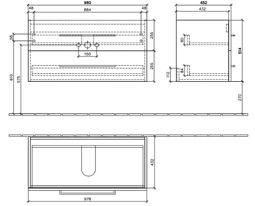 Тумба под умывальник Villeroy&Boch Avento, серый, A89200B1