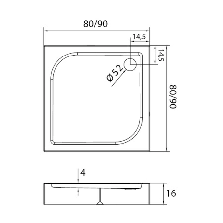 Душевой поддон New Trendy DOMIO 80x80x16 (var 1) Душевой поддон New Trendy DOMIO 80x80x16 (var 1)