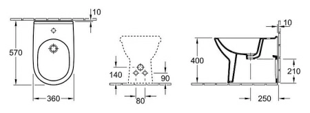 Биде напольное Villeroy & Boch O'Novo 5461 0001 alpin Биде напольное Villeroy & Boch O'Novo 5461 0001 alpin