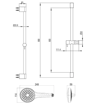 Душевой комплект Villeroy&Boch Embrace, TVS1086000161 Душевой комплект Villeroy&Boch Embrace, TVS1086000161