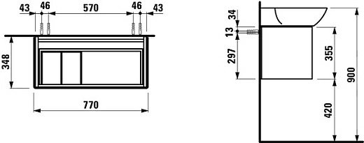 Тумба под раковину Laufen Ino 4254010301701, 77*35 см Тумба под раковину Laufen Ino 4254010301701, 77*35 см