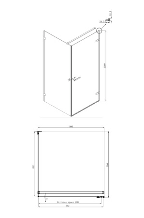 Душевое ограждение Ambassador Abner 10011102R 100*100