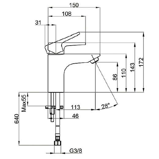 Смеситель Villeroy&Boch Subway 2.0, однорычажный, TVW10210311061