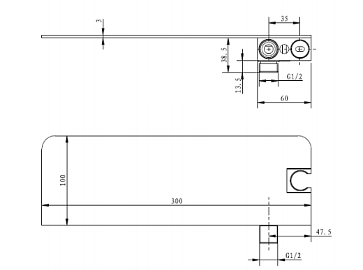 Полочка для душа с держателем и выходом Villeroy&Boch Embrace PLUS, подвод воды, TVS10800600061