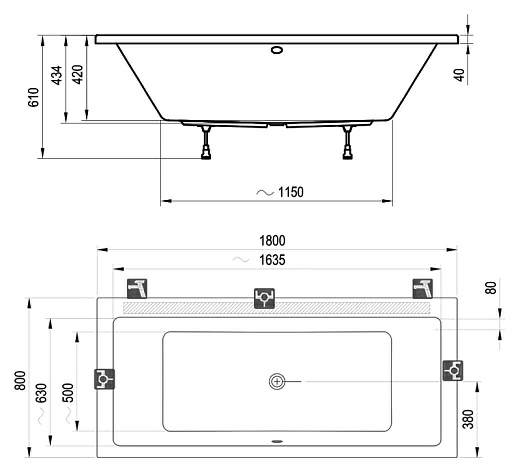 Акриловая ванна Ravak Formy 01 180