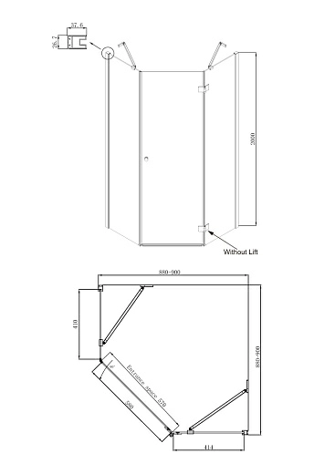 Душевое ограждение Ambassador Diamond 12011111R 90*90 Душевое ограждение Ambassador Diamond 12011111R 90*90