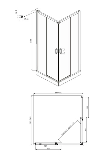 Душевое ограждение Ambassador Queen 11011104 90*90