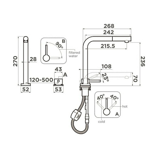 Смеситель для кухни Omoikiri Nara 2 Plus-S-BN нержавеющая сталь Смеситель для кухни Omoikiri Nara 2 Plus-S-BN нержавеющая сталь