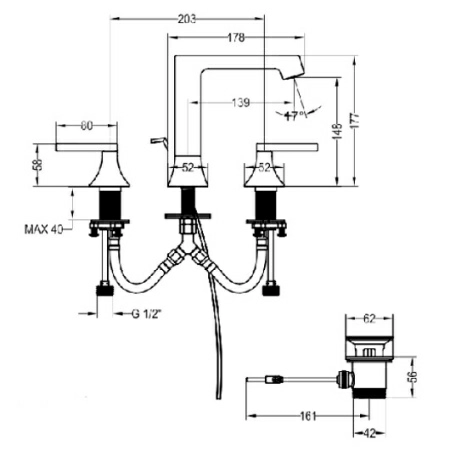 Смеситель для ванны двухвентильный Villeroy&Boch Classic, TVW10110811061