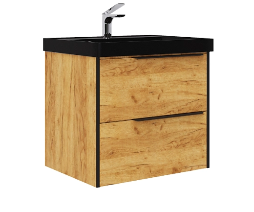 Тумба Fostero 60 подвесная Дуб Крафт золотой с раковиной