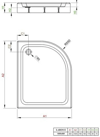Душевой поддон Radaway Laros E Compact 100x80 L/R